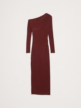 Banana Republic One-Shoulder Maxi Dress in Deep Burgundy